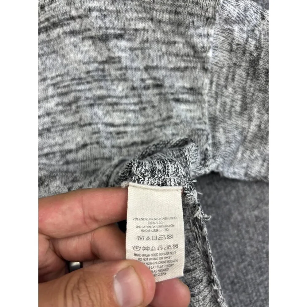 Free People Sweater Womens Small Gray Linen Blend Boxy High Low‎ Pocket Pullover